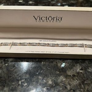Victoria Townsend Bracelet – 18K Gold Plated – 1 CT Genuine Rose Cut Diamond